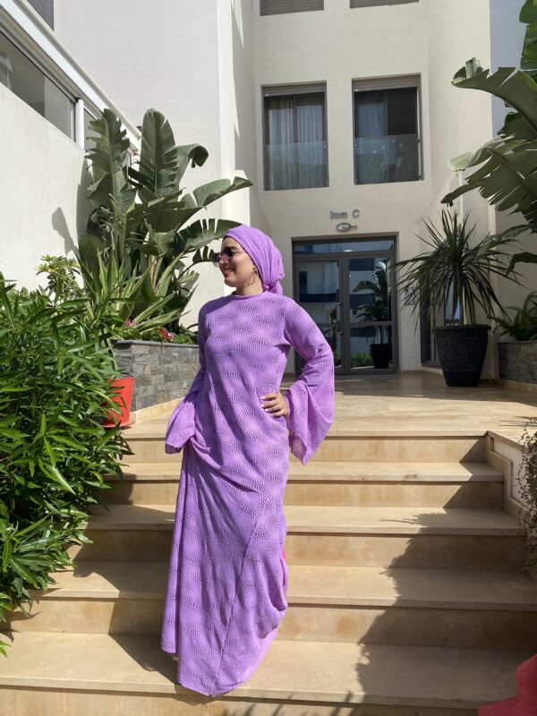 Robe longue de plage mauve