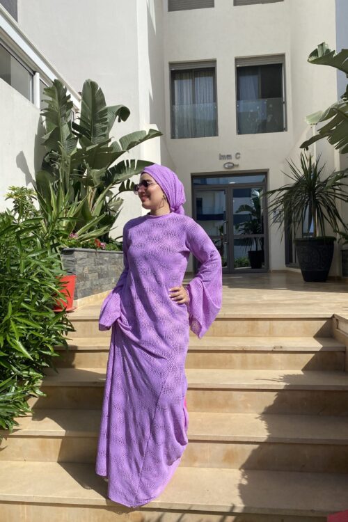 Robe longue de plage mauve