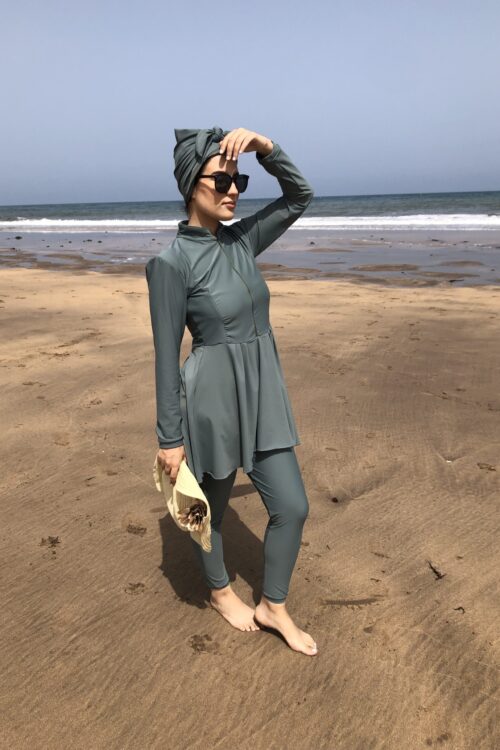Burkini 2025 avec des manches Vert Sauge