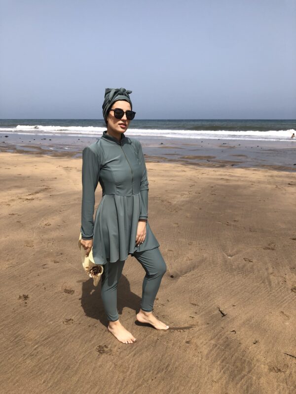 Burkini 2025 avec des manches Vert Sauge - Image 2